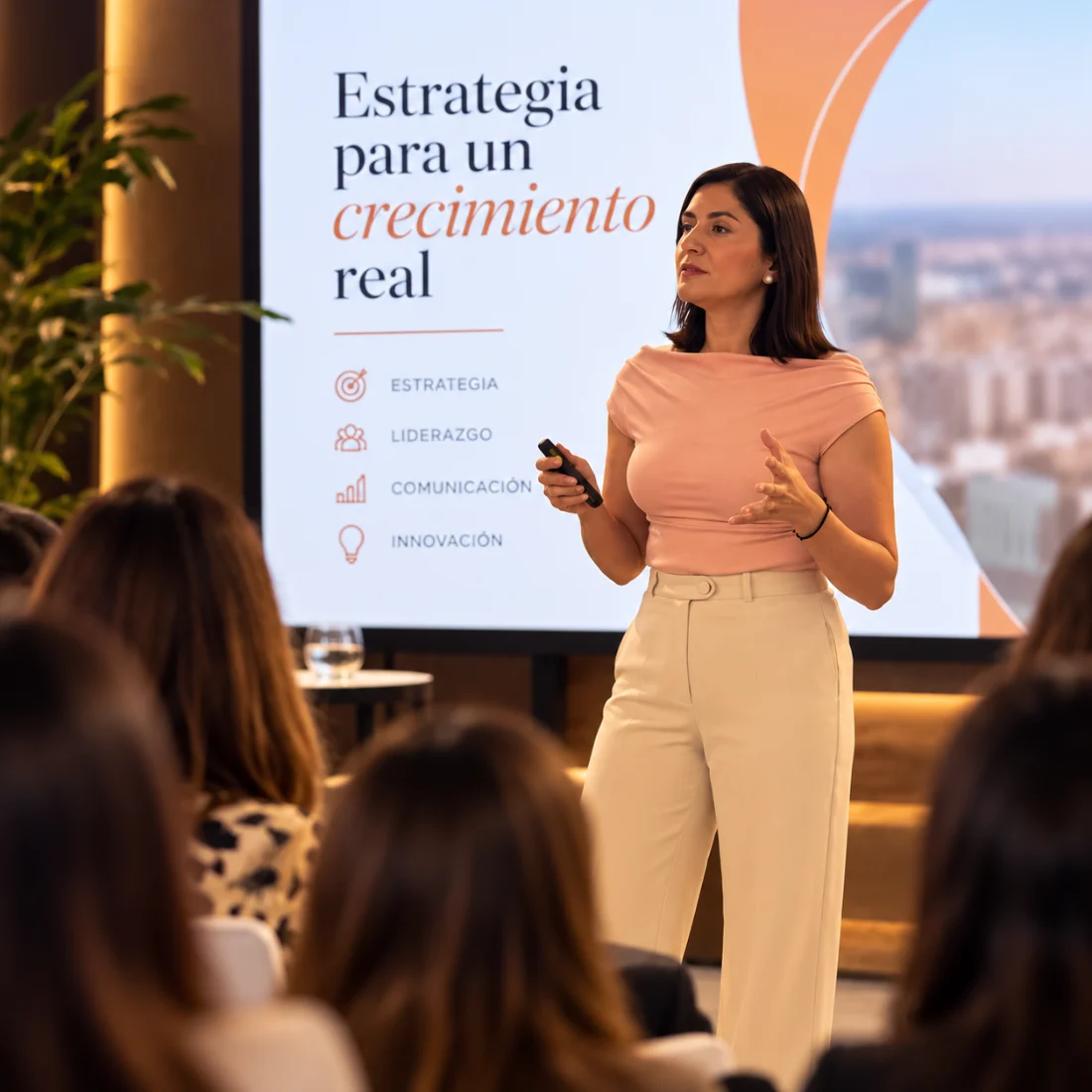 Claudia Dipp impartiendo una conferencia